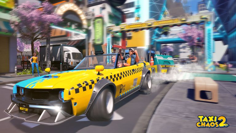 Taxi Chaos 2 Game Highly Compressed For Pc Full Version Free Download A Futuristic Cityscape With A Vibrant Yellow Taxi Cab Driving Through The Streets, Featuring Black And Blue Accents. The Scene Includes Pedestrians, A Truck, And Various Neon Signs And Buildings In The Background. The Taxi Has A Sleek Design With A Low Profile And Large Wheels. There Are People Inside The Taxi, One Of Whom Is Raising Their Arm. The Environment Is Dynamic With Motion Blur Effects, Suggesting Speed And Chaos. The Image Also Contains The Text &Quot;Taxi Chaos 2&Quot; In The Bottom Right Corner.